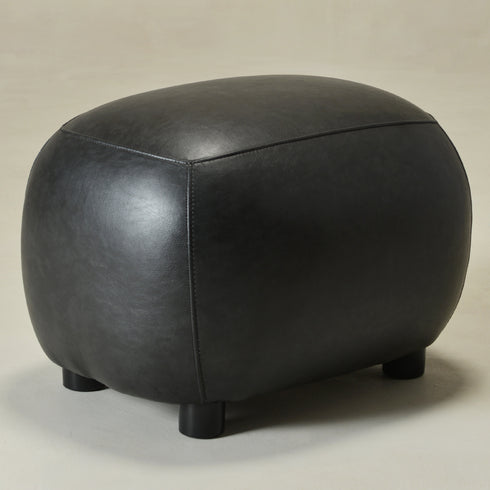 Elmer Faux Leather Ottoman – Round Black Ottoman | Decorative Ottoman | Kinwell Furniture | Modern Faux Leather Furniture
